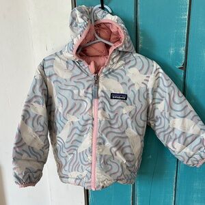 Patagonia Kids' Wave Pattern Puffer Jacket - Pink and Blue